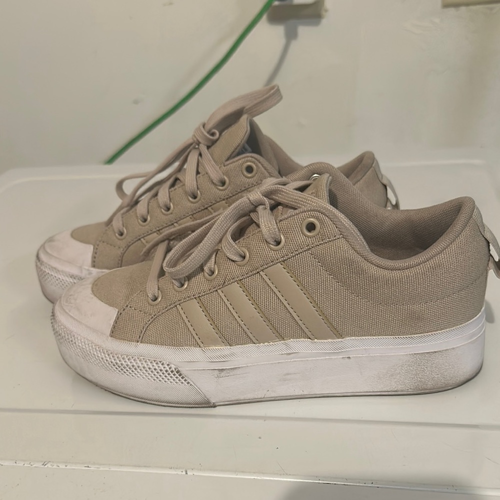 adidas Tan Sneakers with Suede Finish and White Rubber Sole